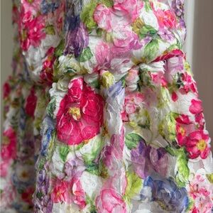 Mayoral Girls 3T Floral Textured Mesh Dress | Puff Sleeve | Size 98cm